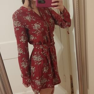 Forever 21 Red shirt-dress with cream floral print
